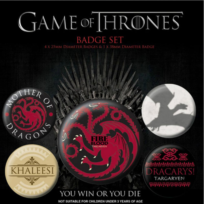 GAME OF THRONES - Official Fire And Blood 5 Pieces / Button Badge