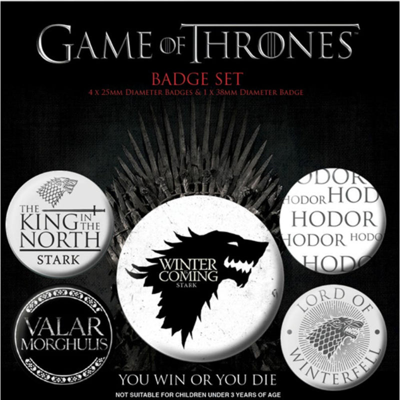 GAME OF THRONES - Official Winter Is Coming 5 Pieces / Button Badge