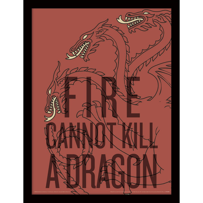 GAME OF THRONES - Official Fire Can Not Kill The Dragon / Framed Print