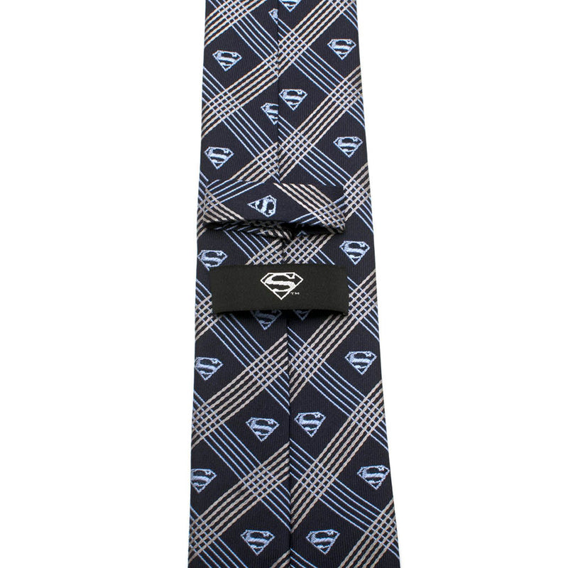 SUPERMAN - Official Shield Navy Plaid Tie / Tie / Men's