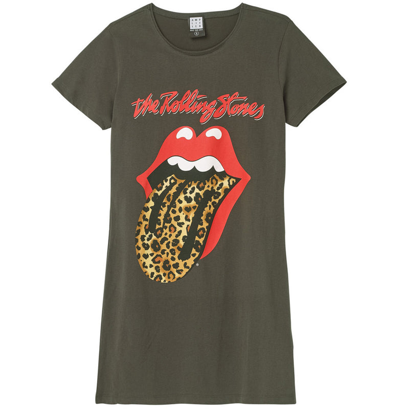 ROLLING STONES - Official Leopard Tongue / Amplified (Brand) / Tshirt Dress Collection / One Piece / Women's