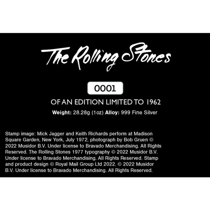 ROLLING STONES - Official Silver Stamp Ingot / Limited To 1962 Pieces Worldwide / Stamps & Letters