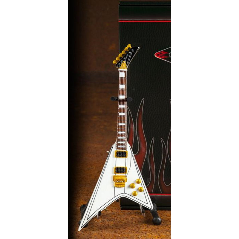 OZZY OSBOURNE - Official Randy'S Signature White V Miniature Guitar Replica Collectible / Miniature Musical Instrument