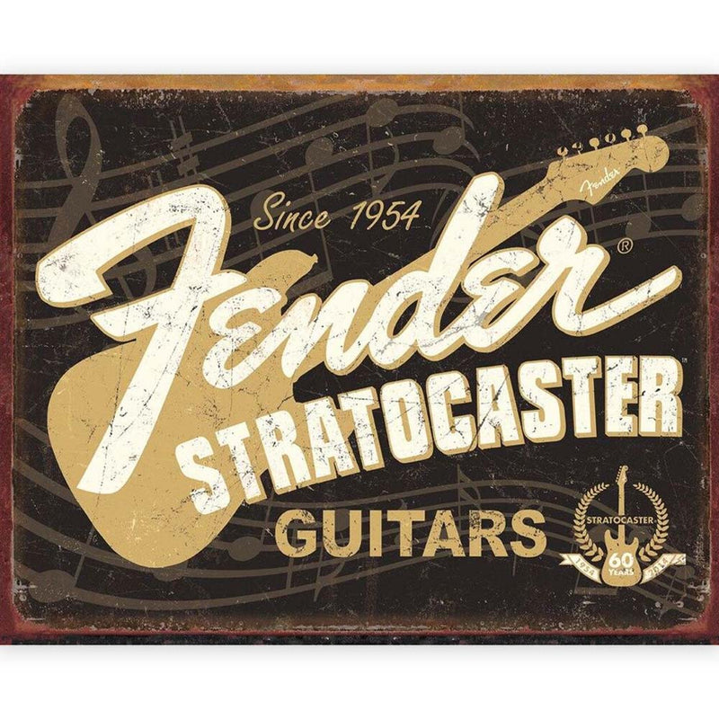 FENDER - Official Stratocaster 60th / Retro Vintage Signboard / Interior Figurine