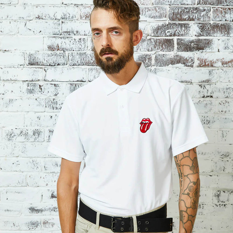 ROLLING STONES - Official Rolling Stones Logo / White / Polo Shirt / Men's