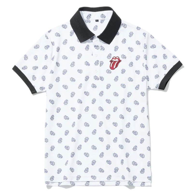 ROLLING STONES - Official Rs Licks Pattern / White / Polo Shirt / Men's