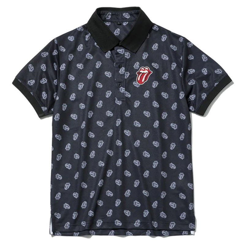 ROLLING STONES - Official Rs Licks Pattern / Black / Polo Shirt / Men's
