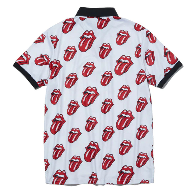 ROLLING STONES - Official Red Lick Pattern / White / Polo Shirt / Men's