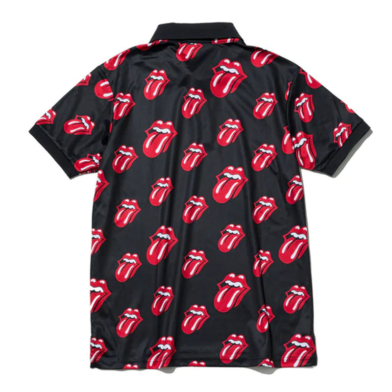 ROLLING STONES - Official Red Lick Pattern / Black / Polo Shirt / Men's