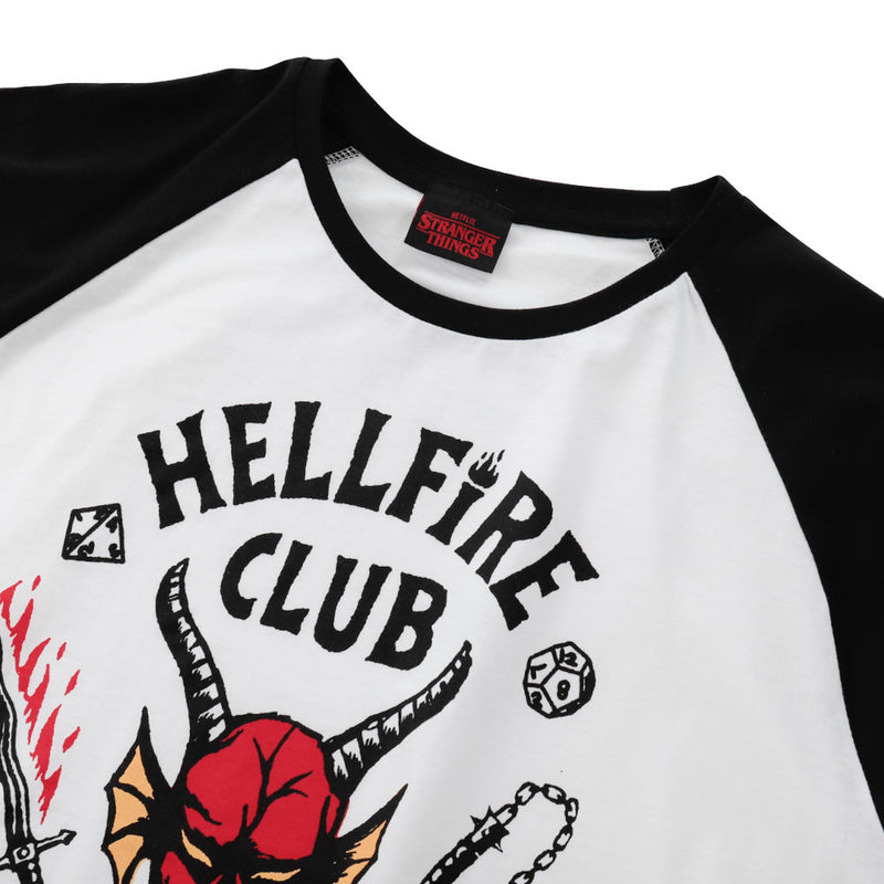 STRANGER THINGS - Official Hellfire Club Raglan Three-Quarter Sleeve / T-Shirt / Men's