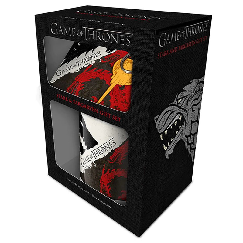 GAME OF THRONES - Official Stark & Targaryen / Mugs, Coasters And Key Chains Set / Mug