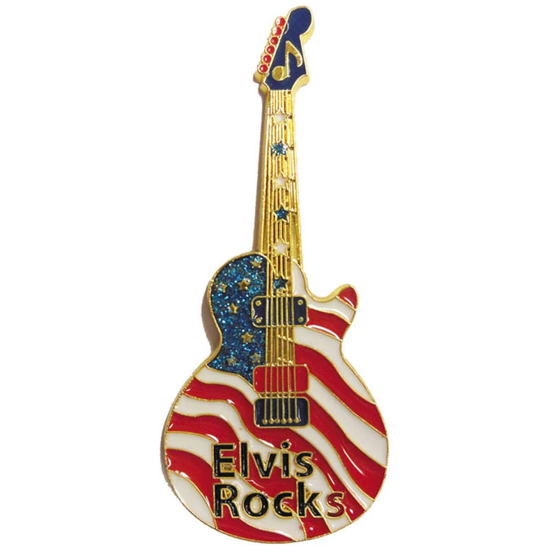 ELVIS PRESLEY - Official Guitar Flag Rocks / Fridge Magnet