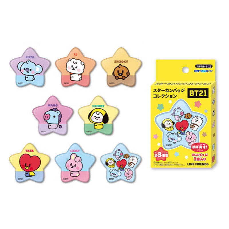 BTS - Official Bt21 / Star Cans Badge Collection / Box / Button Badge