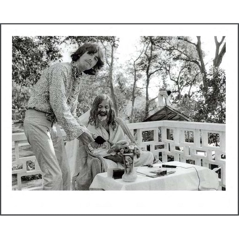GEORGE HARRISON - Official George With Maharishi / Pattie Autographed Mini Photo / Framed Print