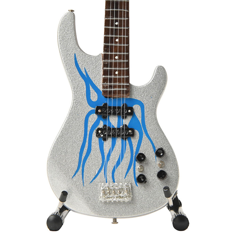METALLICA - 官方 Robert Trujillo Metallica 藍色火焰微型貝斯吉他復製品收藏品/微型樂器
