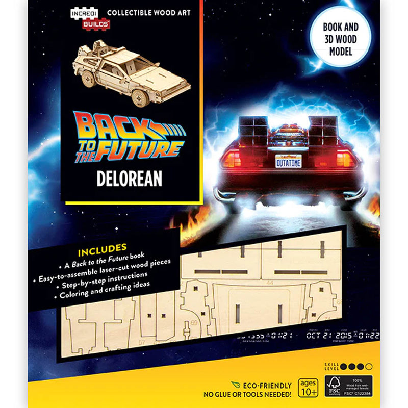 BACK TO THE FUTURE - Official Delorean Book And 3D Wood Model / Cutout Craft / Interior Figurine