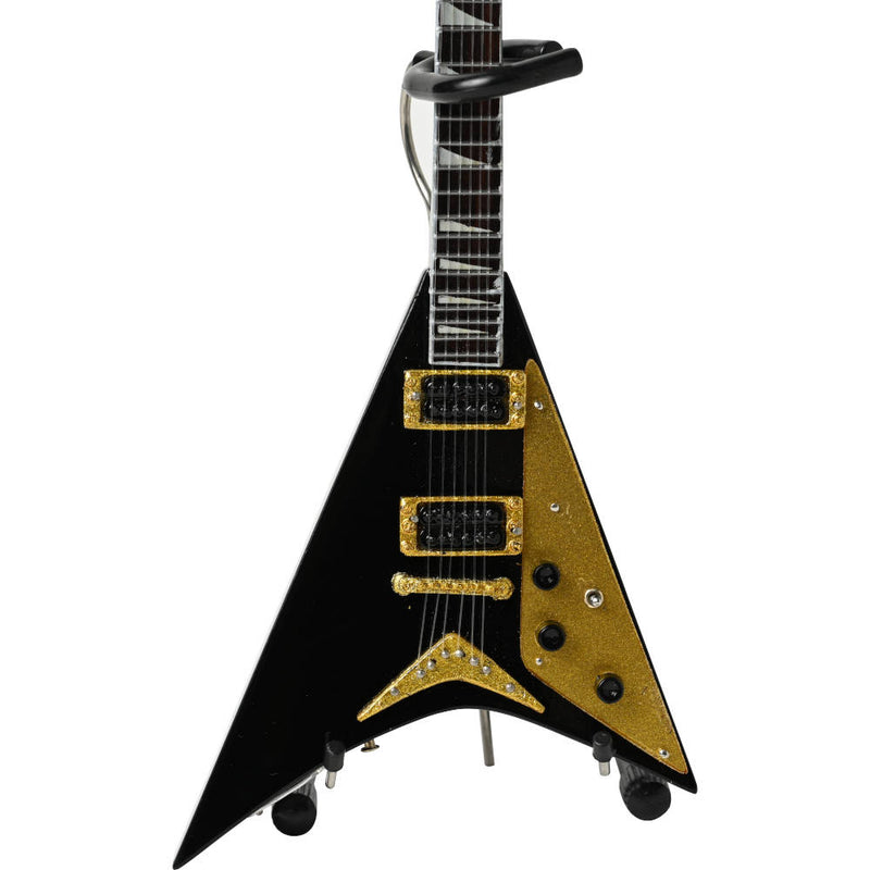 OZZY OSBOURNE - 蘭迪官方簽名黑色 V 迷你吉他復製品收藏品/微型樂器