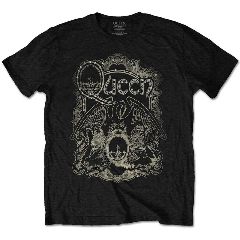 QUEEN - Official Ornate Crest / Diamante (Brand) / T-Shirt / Men's